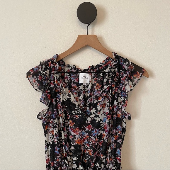 MISA Fleur Ruffle Floral Print Dress XS - Picture 3 of 9